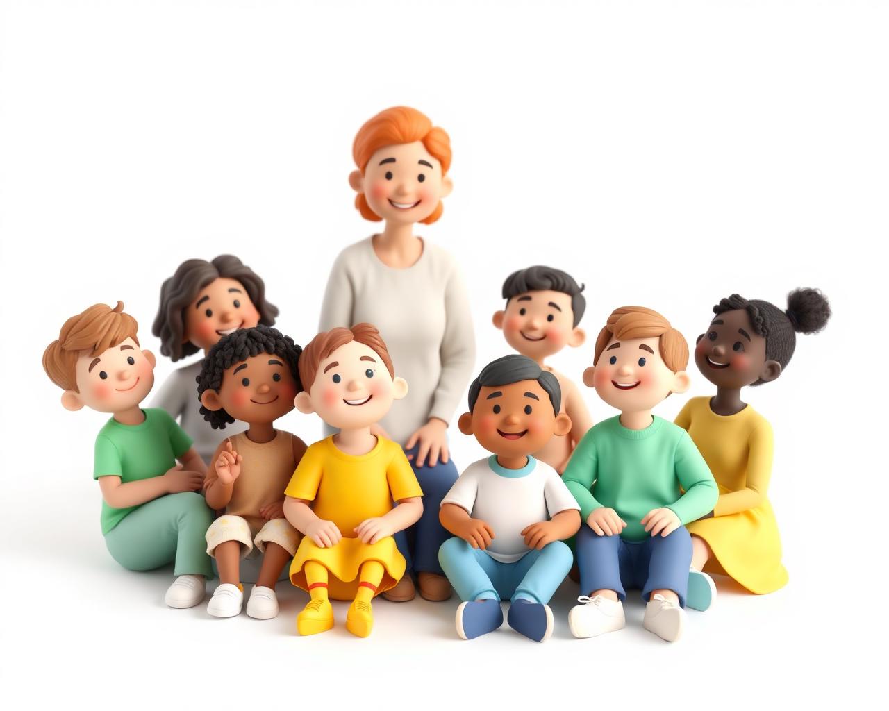 Familias, docentes y niños sonriendo juntos